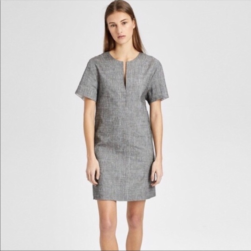 Theory | Crunch Linen Slit-Front Shift Dress